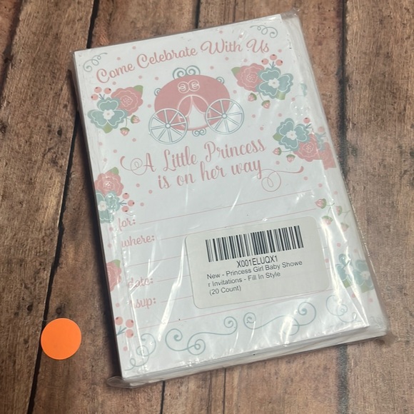 5for$10 Princess Girl Baby Shower Invitations - Fill In Style (20 Count) Pink - Picture 2 of 3